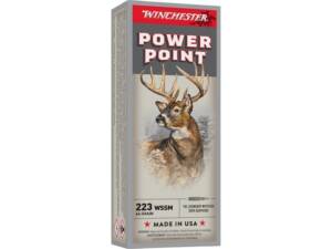 Winchester Power Point 223 Winchester Super Short Magnum (WSSM) Ammo 64 Grain Winchester Power Point Jacketed Soft Point