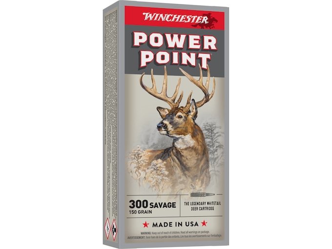 Winchester Power Point 300 Savage Ammo 150 Grain Jacketed Soft Point Box of 500