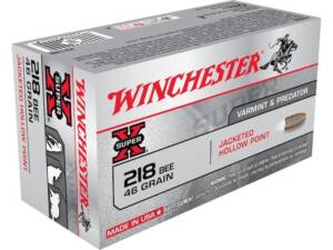 Winchester Super X 218 Bee Ammo 46 Grain Jacketed Hollow Point Box of 500