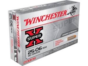 Winchester Super X 25-06 Remington Ammo 90 Grain Jacketed Hollow Point Box of 500