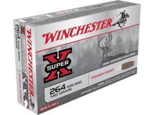 Winchester Super X 264 Winchester Magnum Ammo 140 Grain Winchester Power-Point Jacketed Soft Point Box of 200