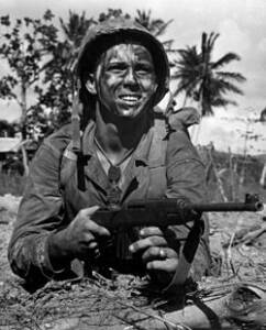 Marine with M1 carbine at Guam