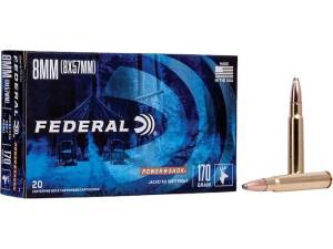 Federal Power-Shok 8x57mm JS Mauser (8mm Mauser) (323 Diameter) Ammo 170 Grain Jacketed Soft Point Box of 500
