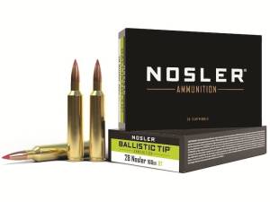 Nosler BT 28 Nosler Ammo 160 Grain Nosler Ballistic Tip Polymer Tip Box of 300