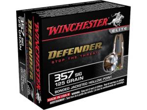 Winchester Defender 357 Sig Ammo 125 Grain Winchester PDX1 Bonded Jacketed Hollow Point Box of 500